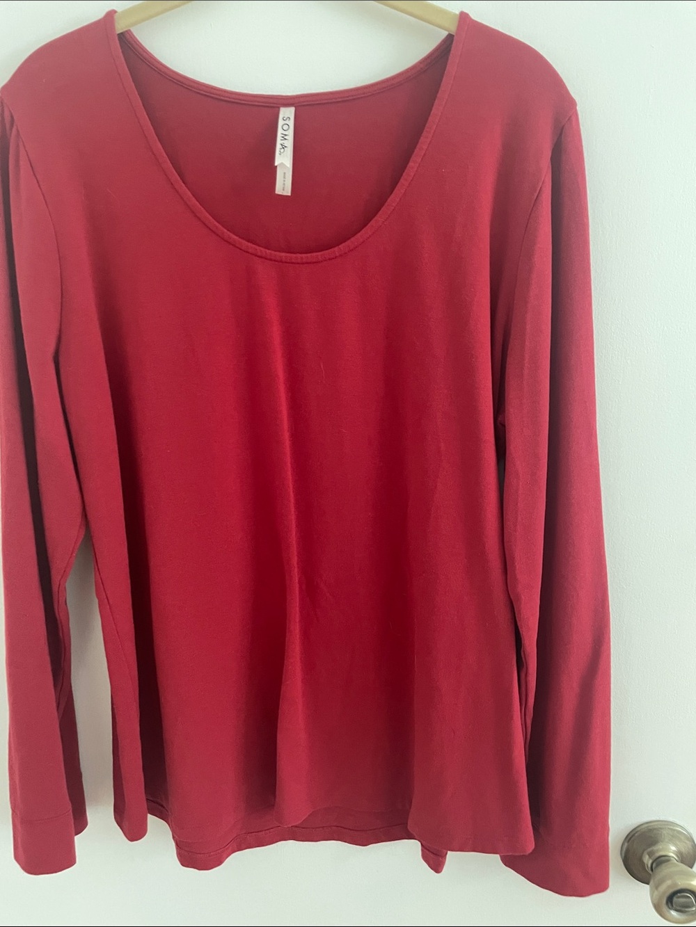 Soma Women's Long Sleeve Scoop Neck Top - Deep Red